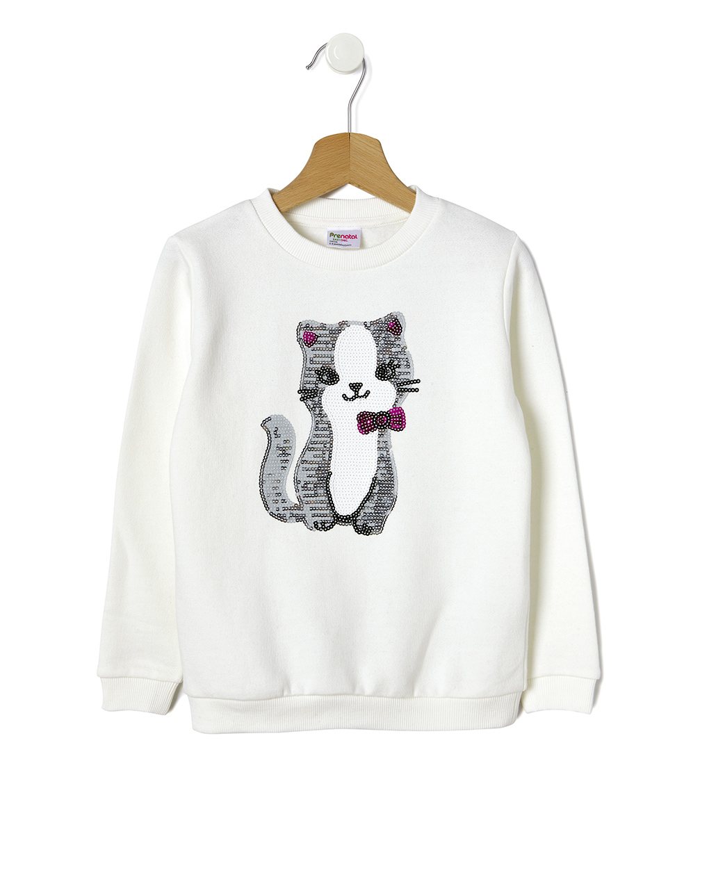 παιδική μπλούζα φούτερ λευκή με γατάκι για κορίτσι