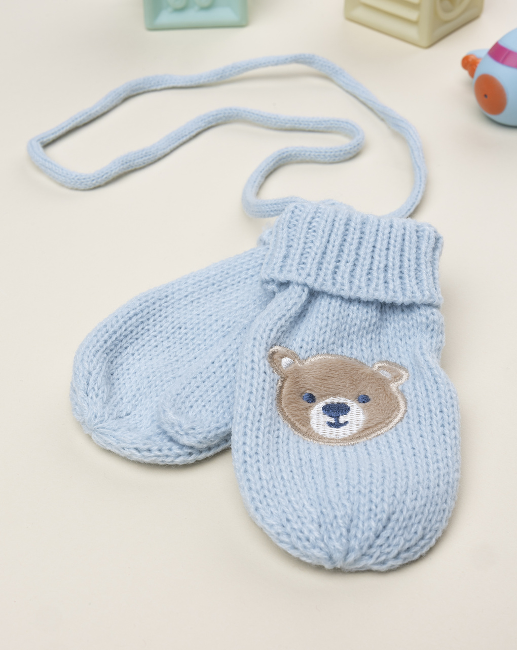 βρεφικά γαντάκια χουφτίτσες γαλάζια με αρκουδάκια για αγόρι - Prénatal