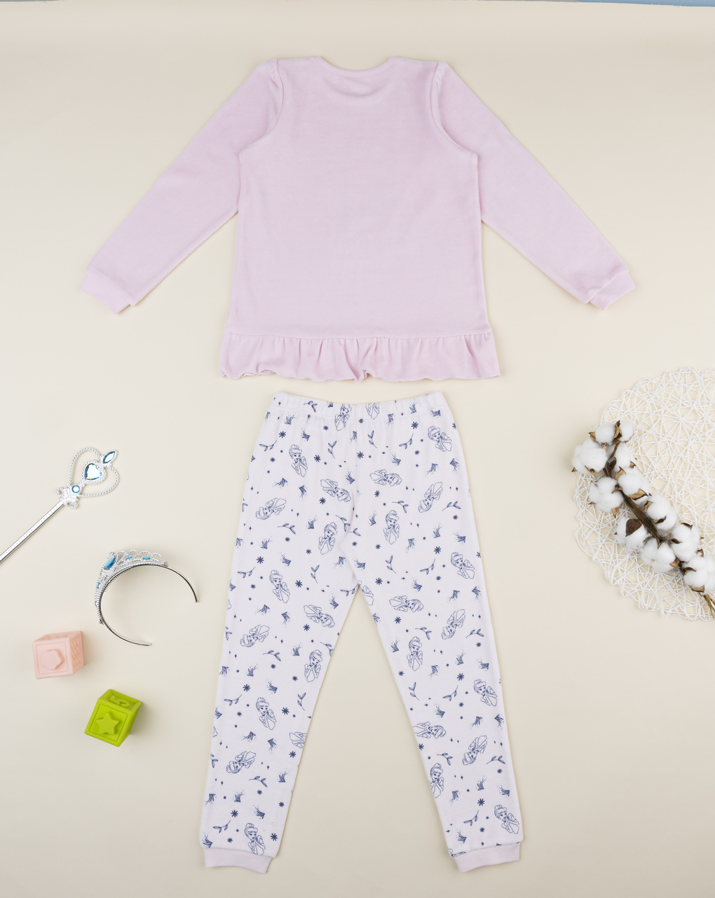 παιδική πιτζάμα σενίλ ροζ σταχτοπούτα για κορίτσι - Prénatal