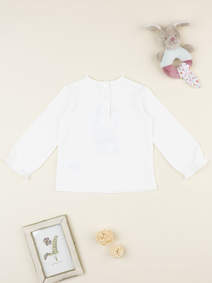 βρεφική μπλούζα λευκή με λαγουδάκι για κορίτσι - Prénatal