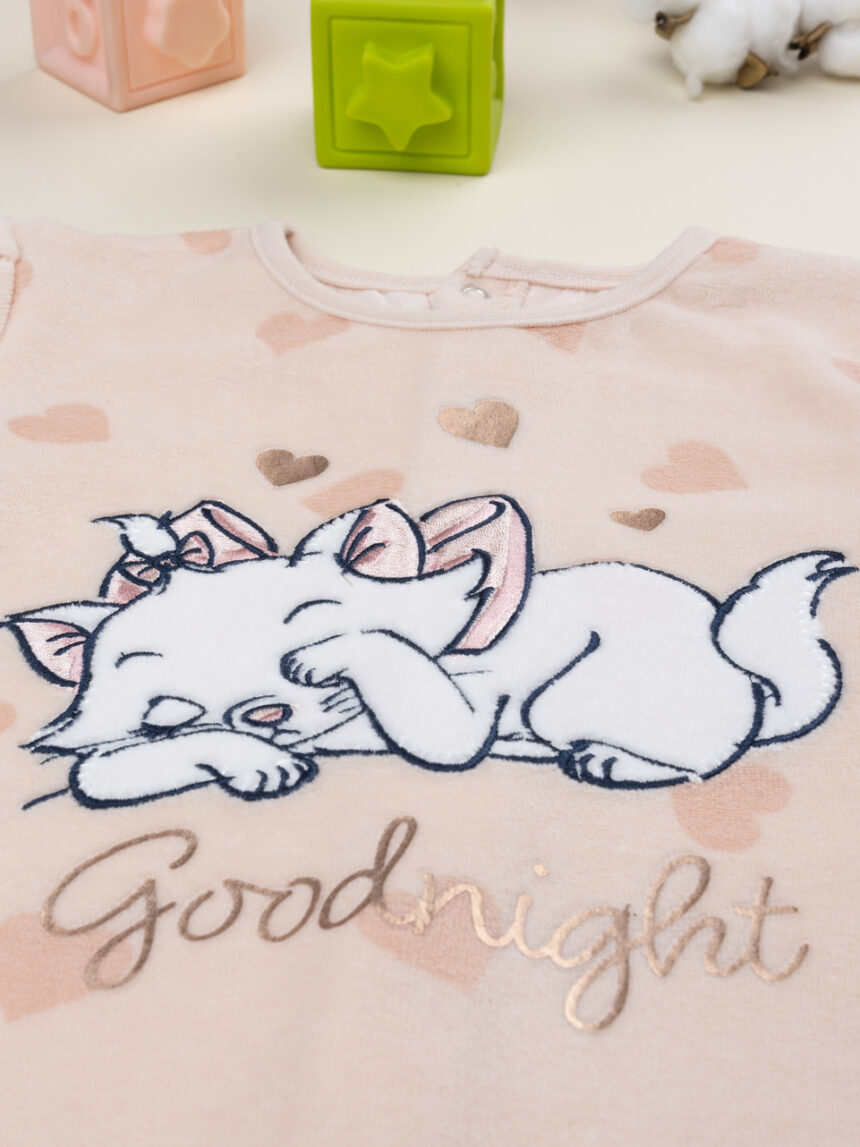 βρεφική πιτζάμα ολόσωμη σενίλ σομόν marie για κορίτσι - Prénatal