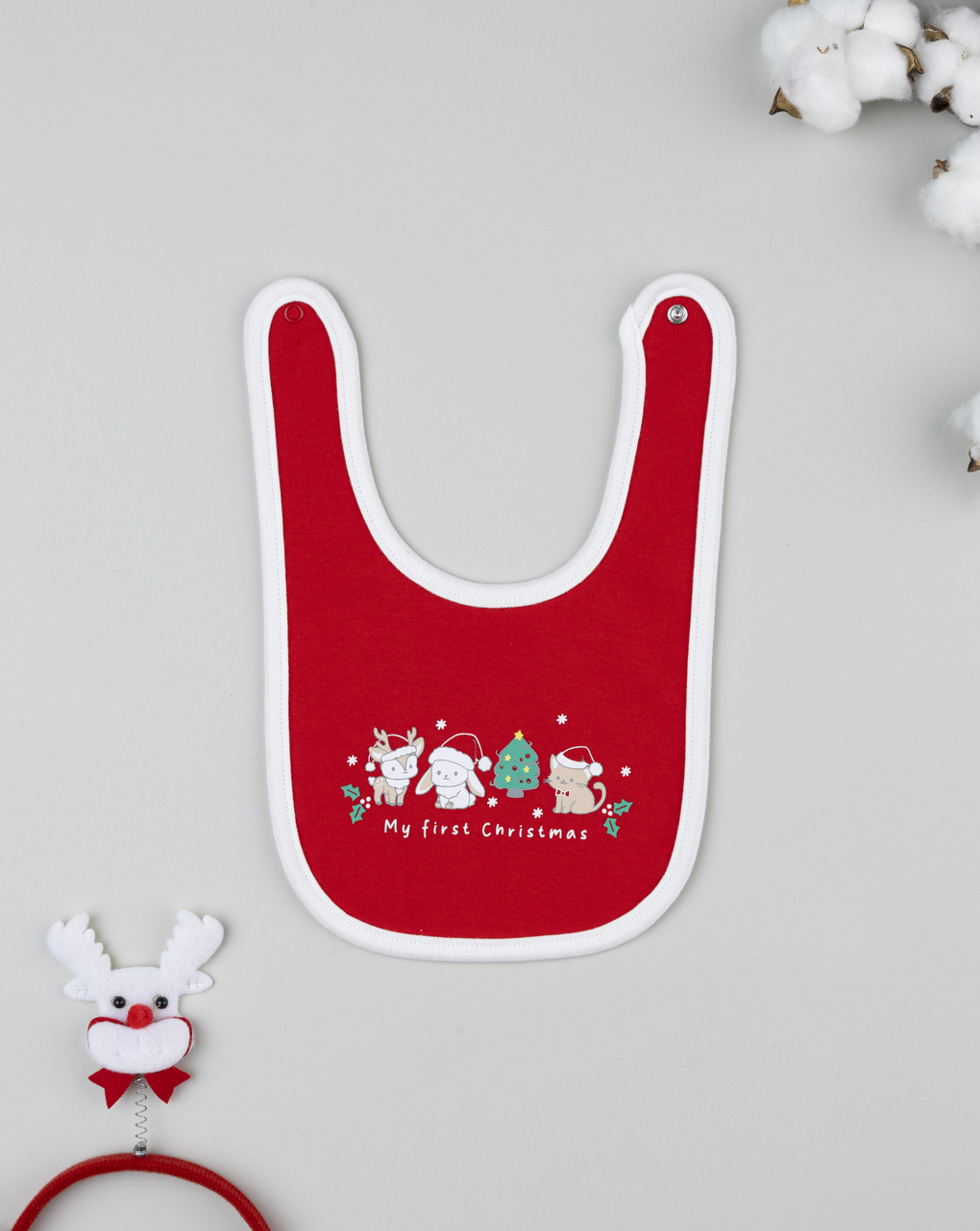 βρεφική χριστουγεννιάτικη σαλιάρα κόκκινη my first christmas unisex