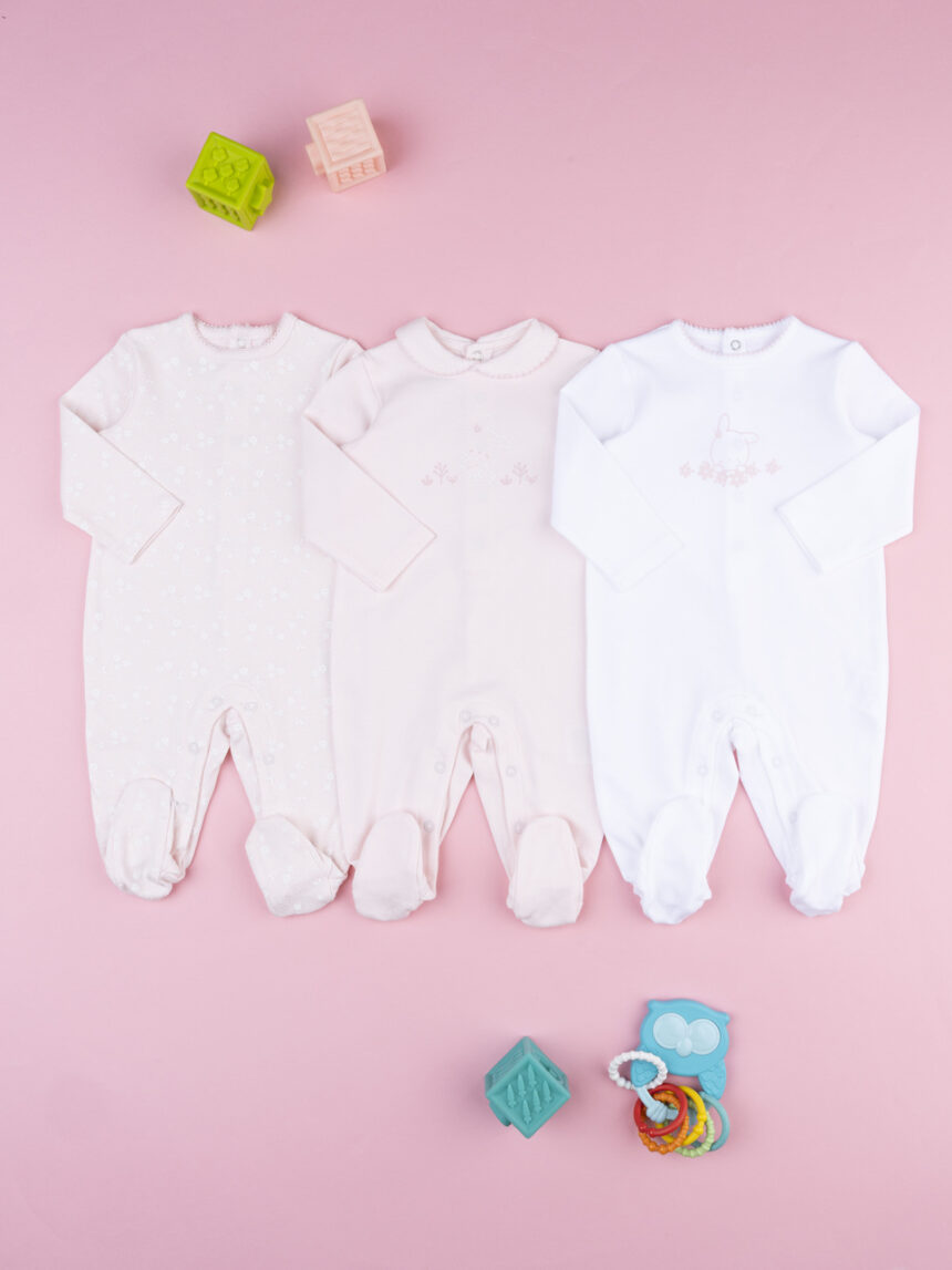 βρεφικό σετ φορμάκια με λαγουδάκια πακέτο x3 για κορίτσι - Prénatal