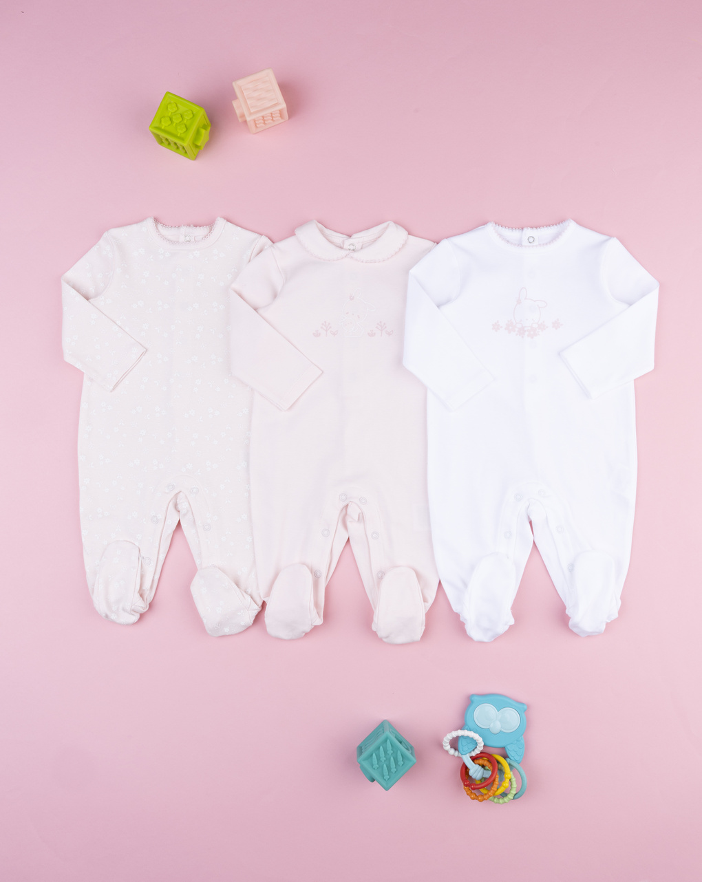 βρεφικό σετ φορμάκια με λαγουδάκια πακέτο x3 για κορίτσι