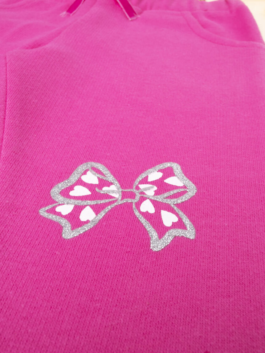 βρεφικό παντελόνι φούτερ φούξια με φιογκάκια για κορίτσι - Prénatal