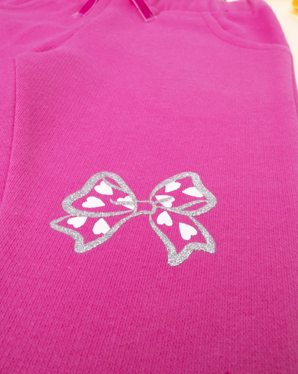 βρεφικό παντελόνι φούτερ φούξια με φιογκάκια για κορίτσι - Prénatal