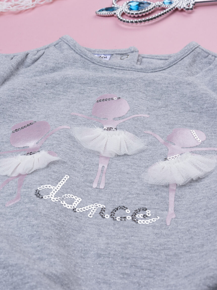 βρεφική μπλούζα φούτερ γκρι dance για κορίτσι - Prénatal