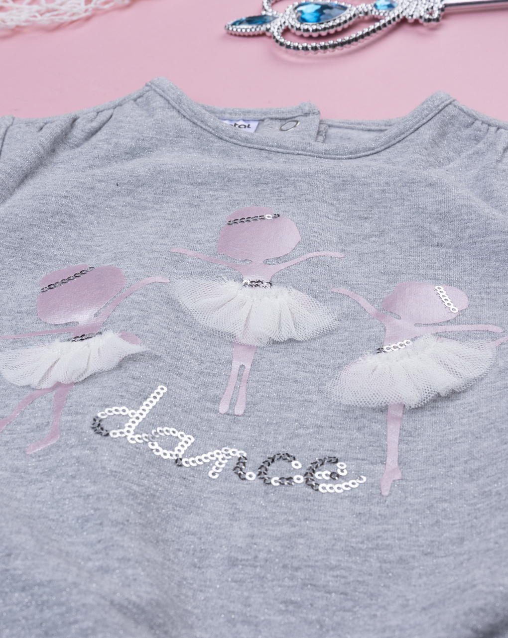 βρεφική μπλούζα φούτερ γκρι dance για κορίτσι - Prénatal