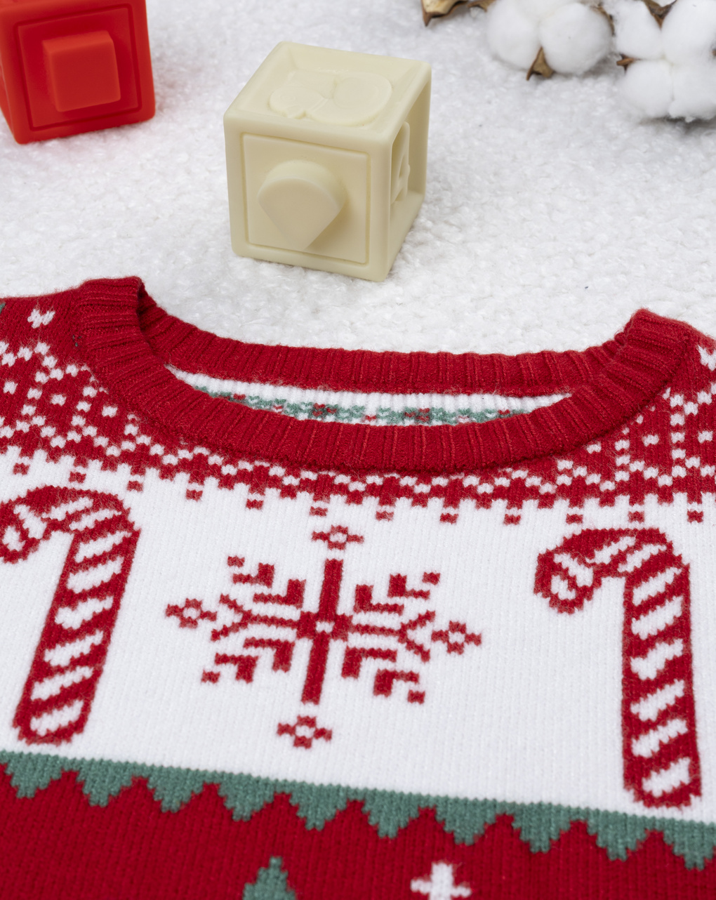 παιδικό χριστουγεννιάτικο πουλόβερ κόκκινο/λευκό candy cane για αγόρι - Prénatal