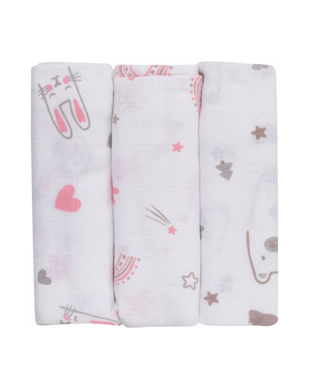 Bubaba πάνες μουσελίνα 3τμχ 80×80 cm pink 48037 - BUBABA