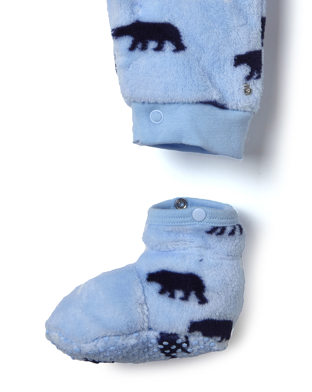 βρεφική ολόσωμη πιτζάμα fleece γαλάζια με αρκούδες για αγόρι - Prénatal