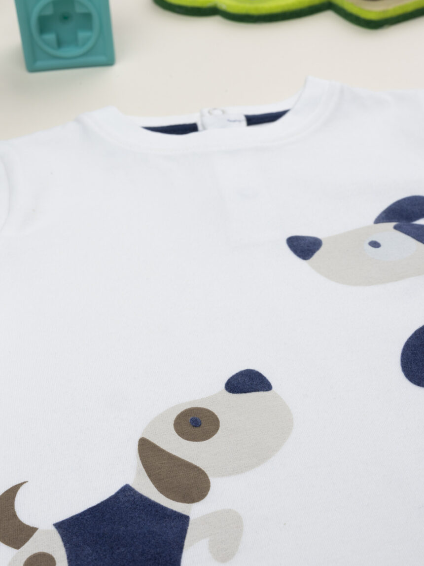 βρεφική μπλούζα λευκή με σκυλάκια για αγόρι - Prénatal