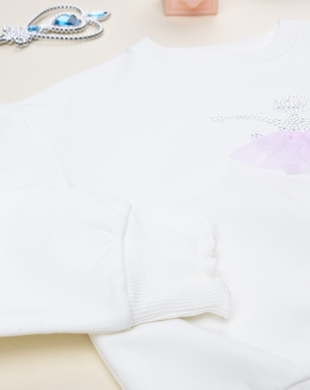 παιδική μπλούζα φούτερ λευκή με μπαλαρίνα για κορίτσι - Prénatal