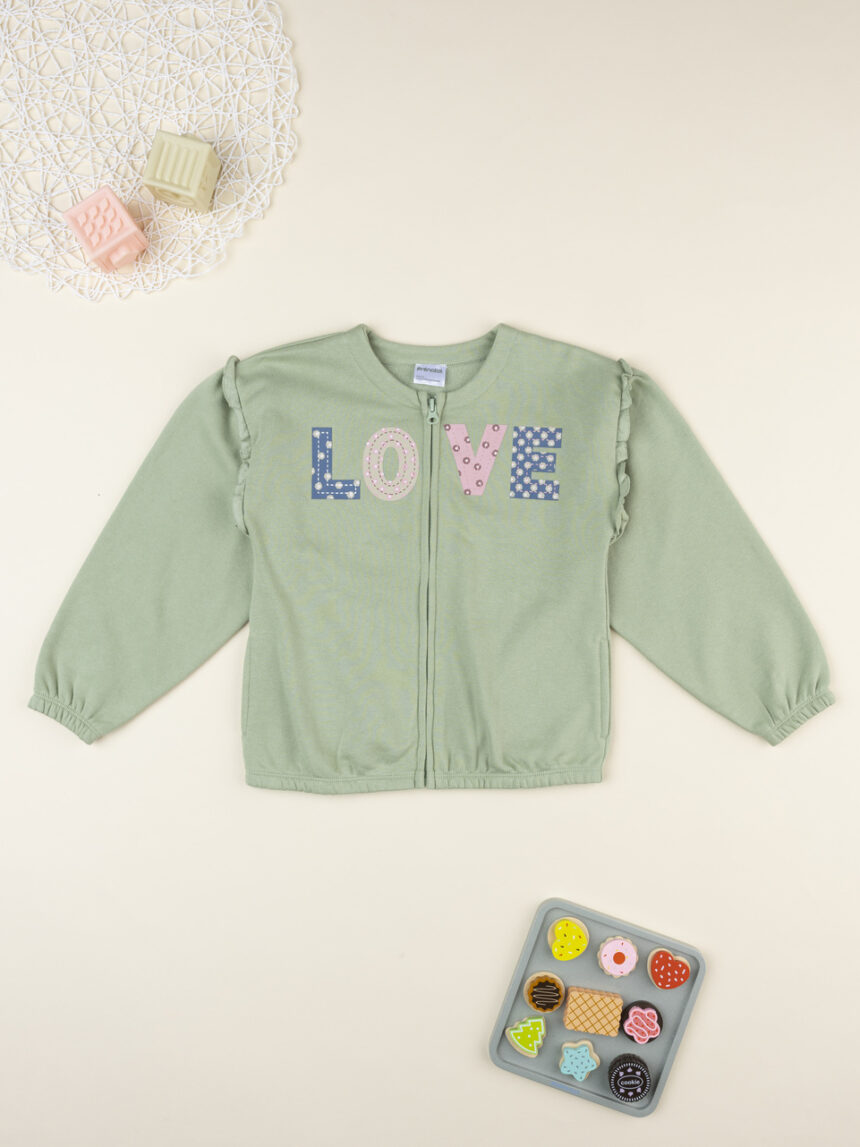 παιδική ζακέτα φούτερ φιστικί love για κορίτσι - Prénatal
