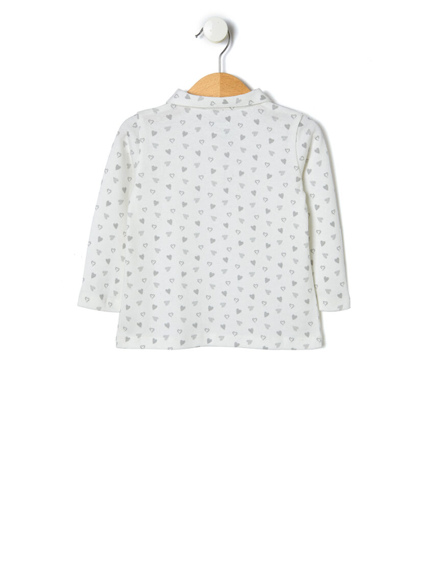βρεφική μπλούζα πόλο λευκή με καρδούλες για κορίτσι - Prénatal