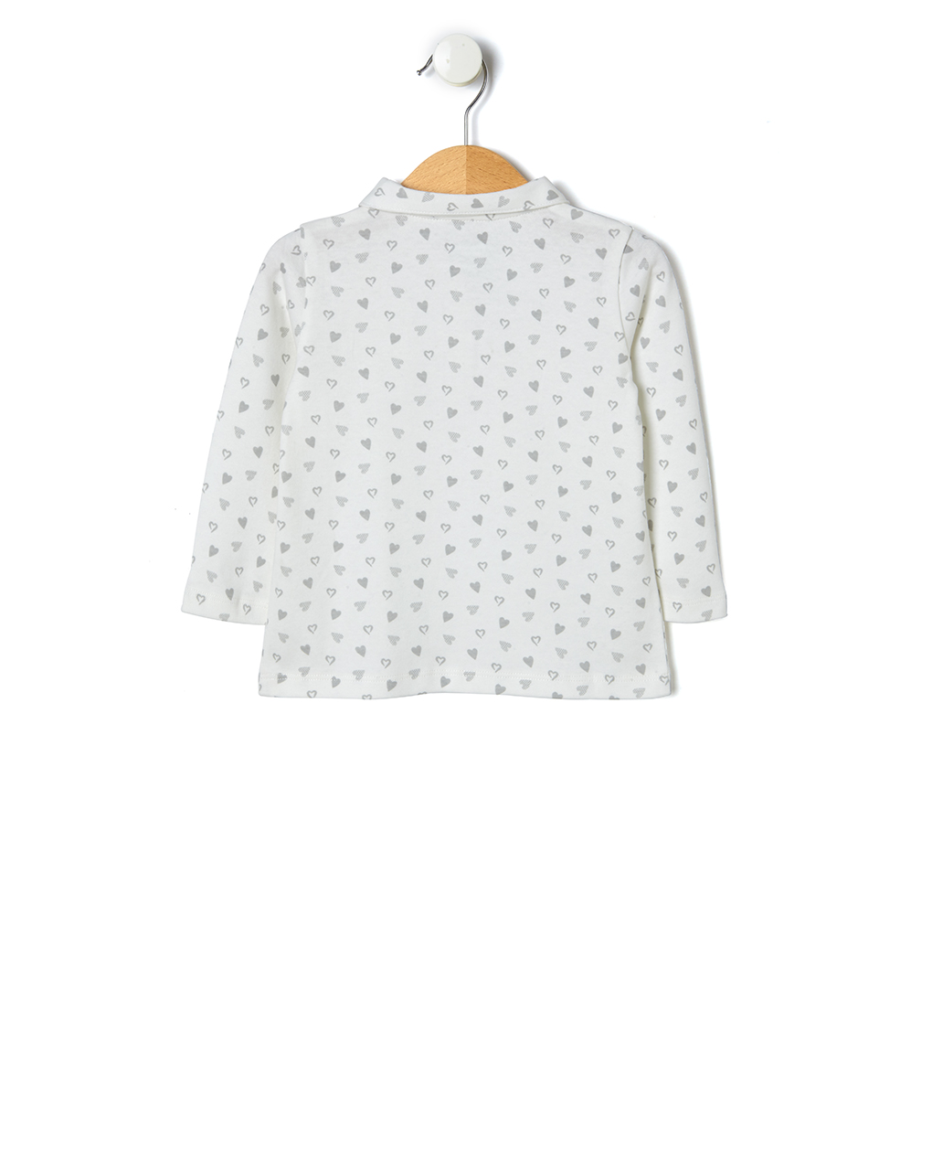 βρεφική μπλούζα πόλο λευκή με καρδούλες για κορίτσι - Prénatal