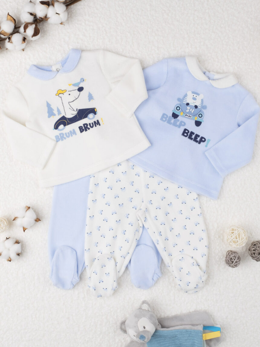 βρεφικά σετάκια σενίλ πακέτο x2 beep για αγόρι - Prénatal