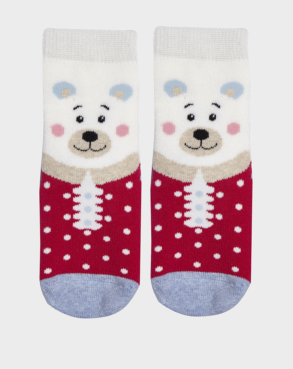 βρεφικές χριστουγεννιάτικες αντιολισθητικές κάλτσες με αρκουδάκι για κορίτσι