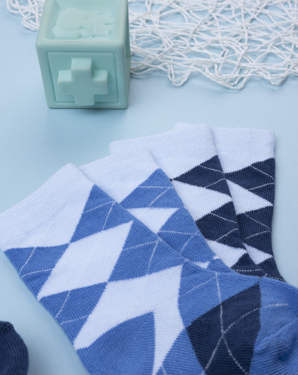 βρεφικά καλτσάκια πακέτο x4 με ριγέ/καρό για αγόρι - Prénatal