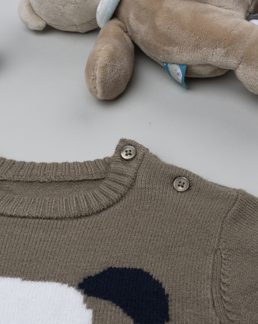 βρεφικό πουλόβερ καφέ με σκυλάκι για αγόρι - Prénatal