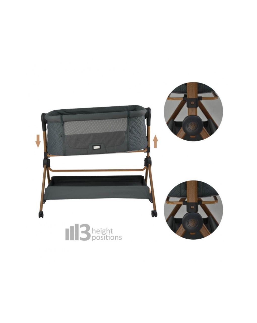 Bebe stars λίκνο-καρέκλα φαγητού serenity 2 in 1 smoked grey 846-186 - Bebe Stars