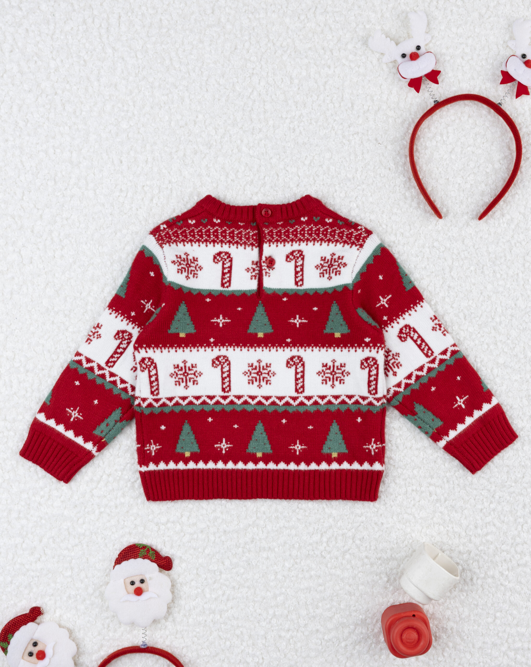 βρεφικό χριστουγεννιάτικο πουλόβερ κόκκινο/λευκό candy cane για αγόρι - Prénatal