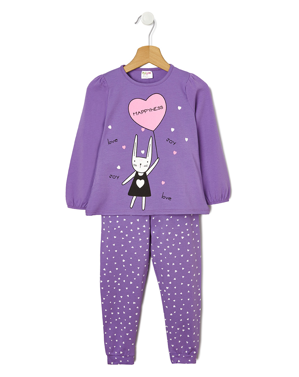 παιδική πιτζάμα μωβ με λαγουδάκι για κορίτσι