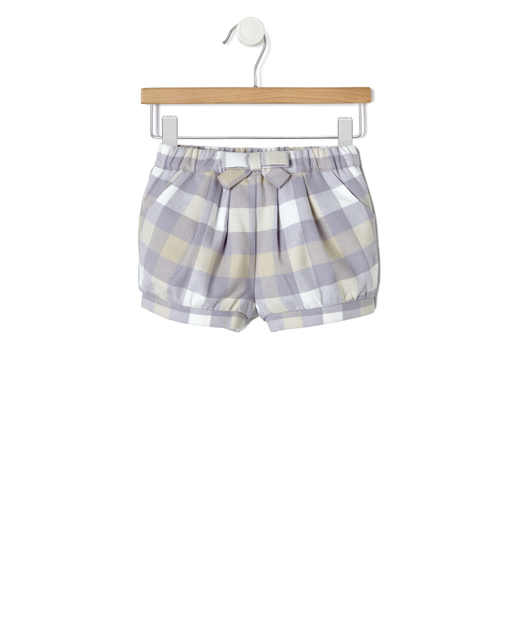 βρεφικό σορτσάκι καρό λιλέ/μπεζ για κορίτσι