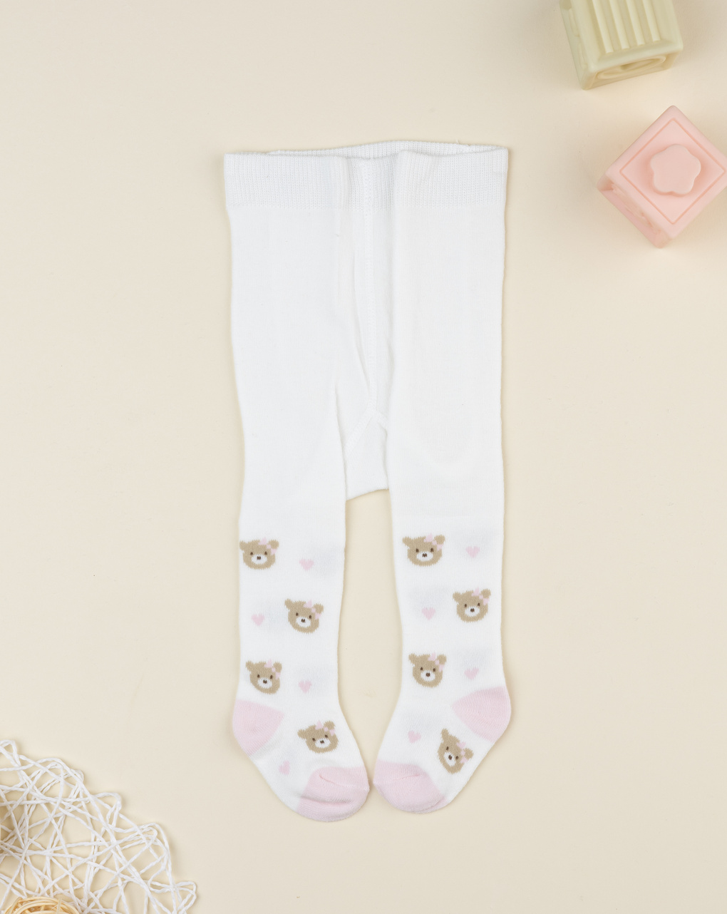 βρεφικό καλσόν λευκό με αρκουδάκια για κορίτσι