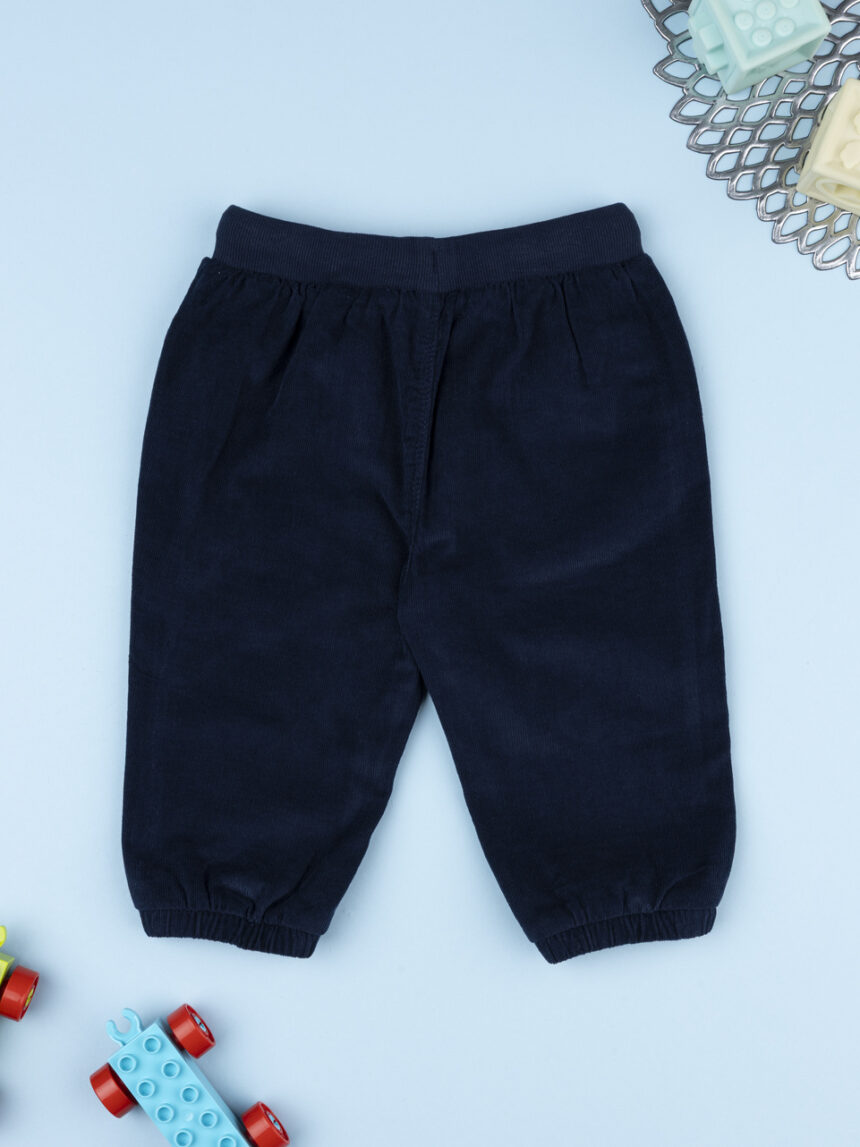 βρεφικό παντελόνι κοτλέ μπλε με σκυλάκι για αγόρι - Prénatal
