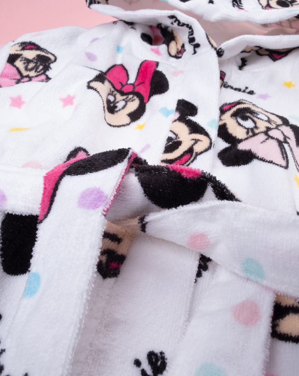 παιδικό μπουρνούζι σενίλ λευκό minnie για κορίτσι - Prénatal