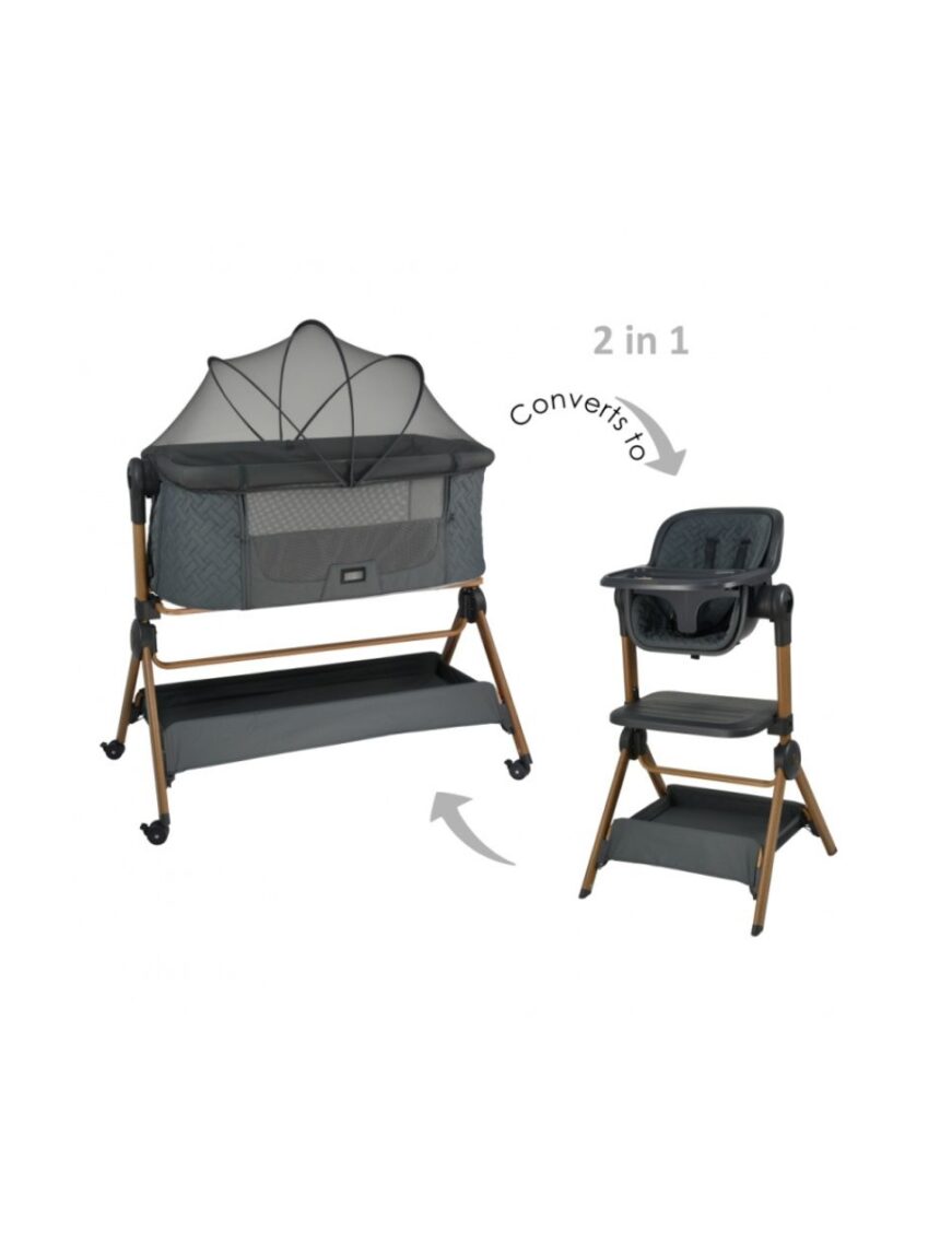 Bebe stars λίκνο-καρέκλα φαγητού serenity 2 in 1 smoked grey 846-186 - Bebe Stars