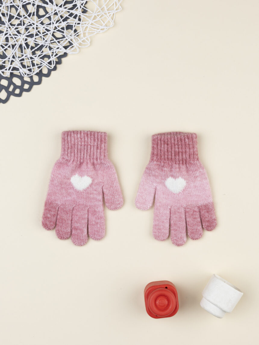 παιδικά γάντια ροζ με καρδούλα για κορίτσι - Prénatal