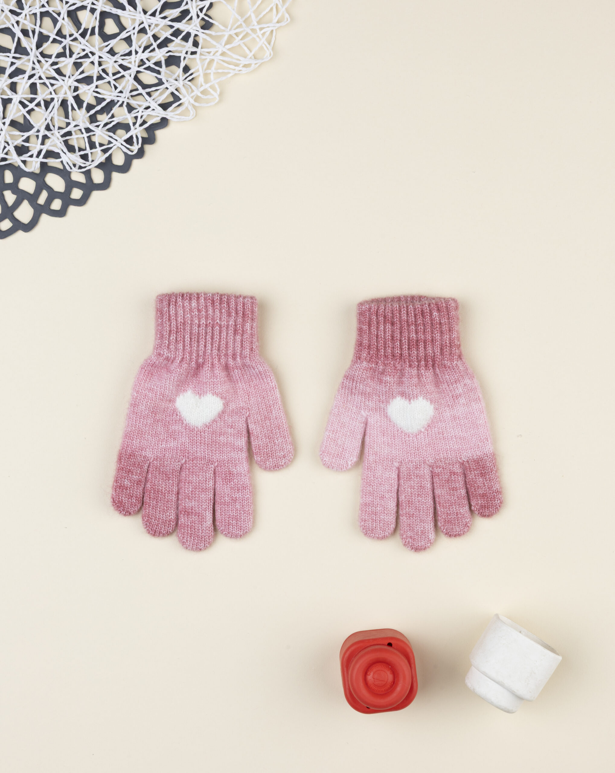 παιδικά γάντια ροζ με καρδούλα για κορίτσι