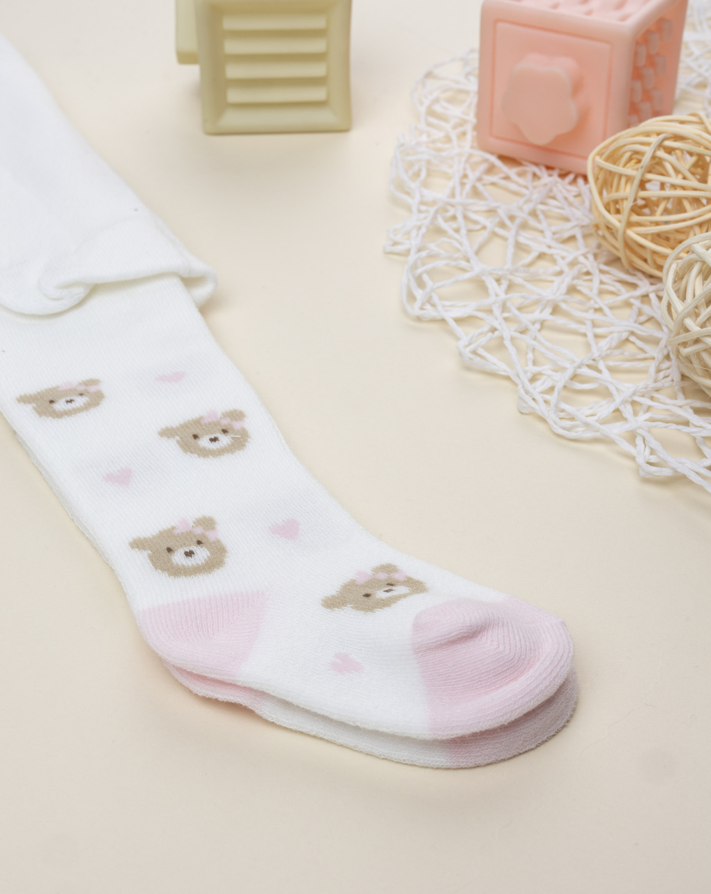 βρεφικό καλσόν λευκό με αρκουδάκια για κορίτσι - Prénatal