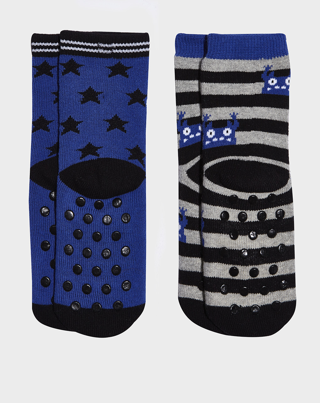 βρεφικές αντιολισθητικές κάλτσες πακέτο x2 με αστεράκια/ριγέ για αγόρι - Prénatal