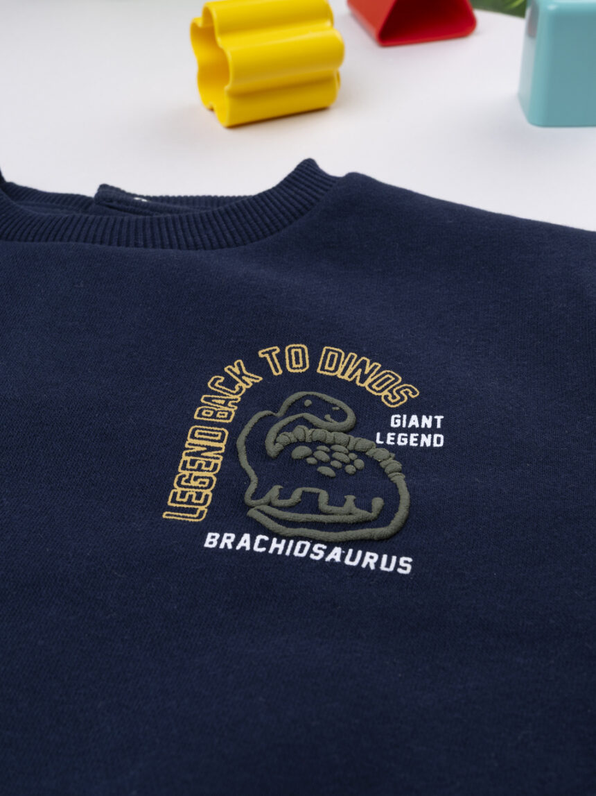 βρεφική μπλούζα φούτερ μπλε με δεινόσαυρο για αγόρι - Prénatal