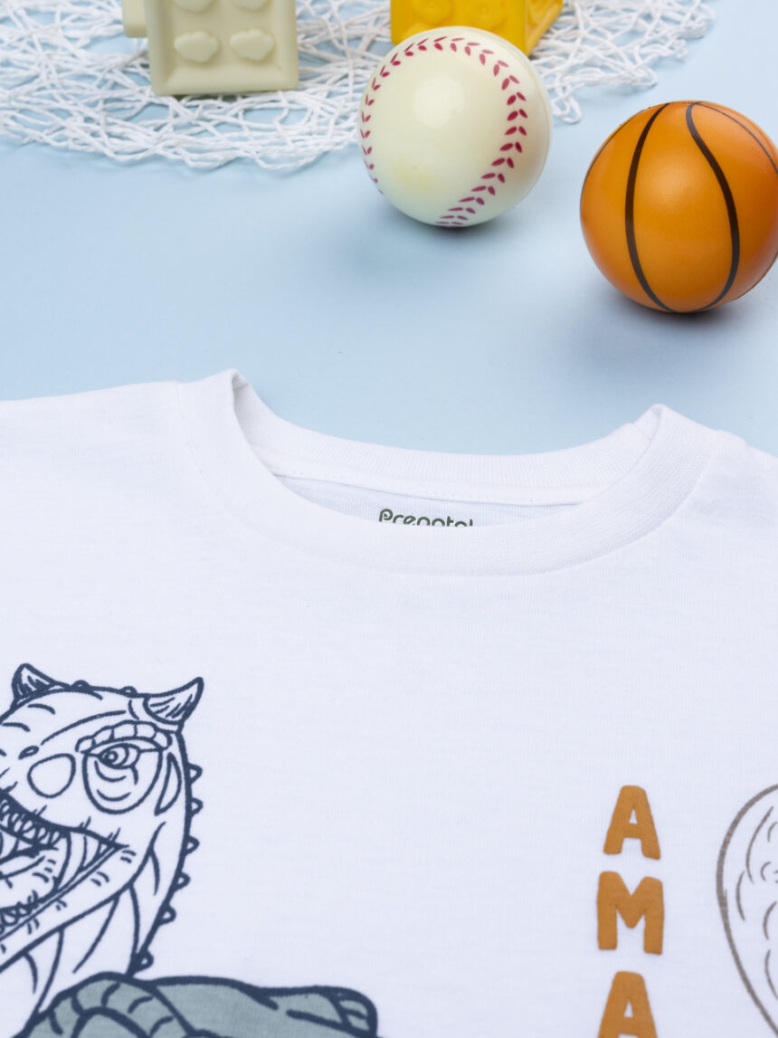 παιδική μπλούζα λευκή dinos για αγόρι - Prénatal