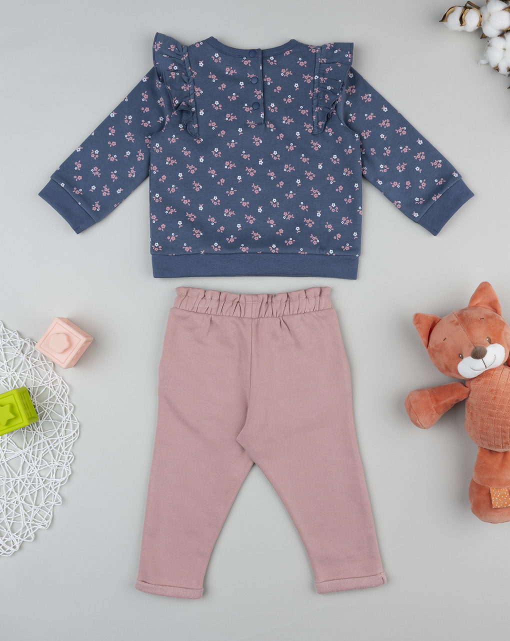 βρεφικό σετ μπλούζα φούτερ και φόρμα με λουλούδια για κορίτσι - Prénatal