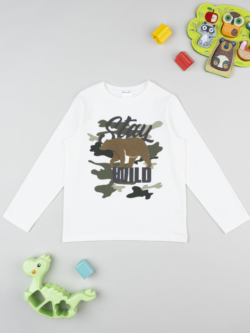 παιδική μπλούζα λευκή stay wild για αγόρι - Prénatal