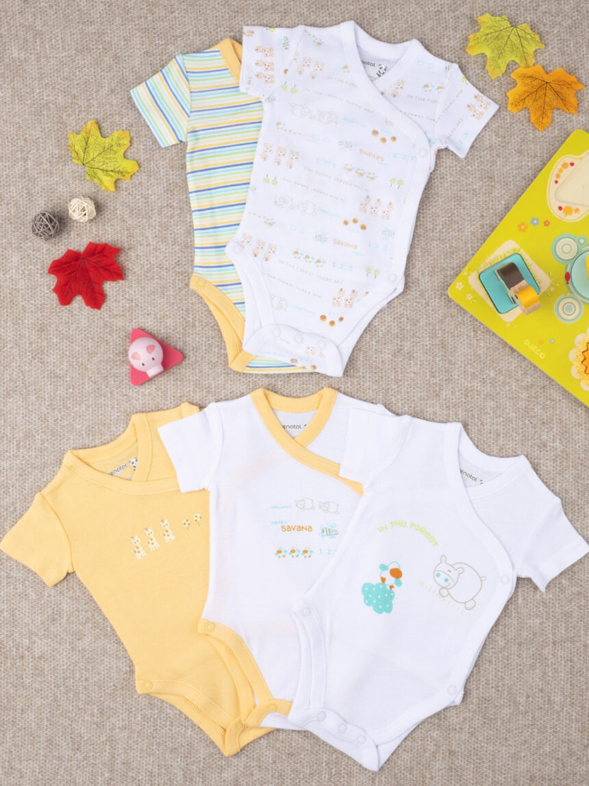 βρεφικά κορμάκια πακέτο x5 με ζωάκια για αγόρι - Prénatal