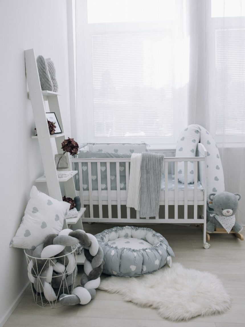 Bubaba σετ για κρεβάτι 6 τμχ gray hearts 83723 - BUBABA