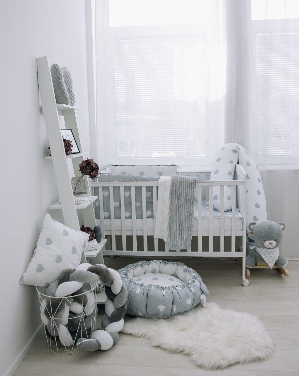 Bubaba σετ για κρεβάτι 6 τμχ gray hearts 83723 - BUBABA