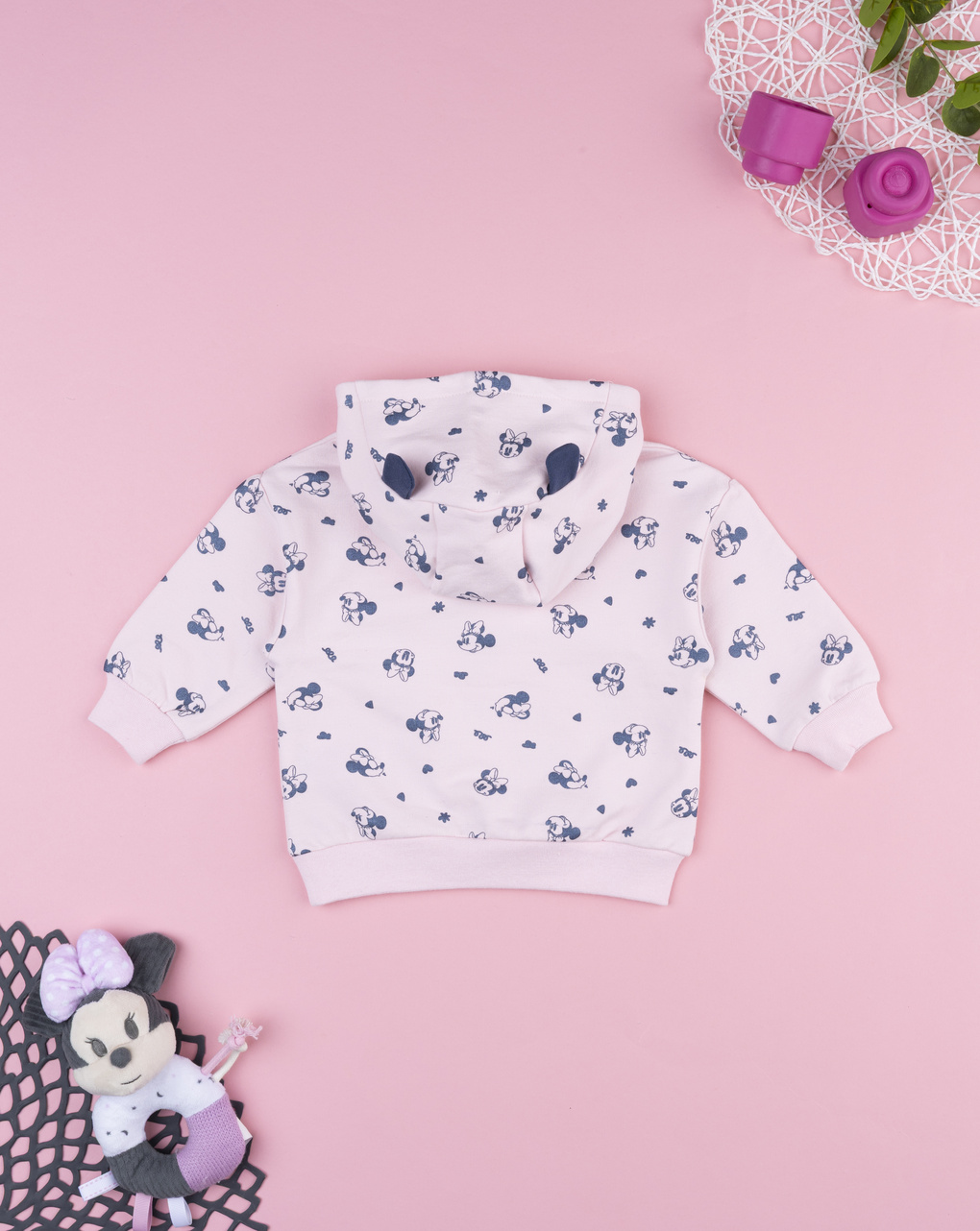 βρεφική μπλούζα φούτερ ροζ minnie για κορίτσι - Prénatal