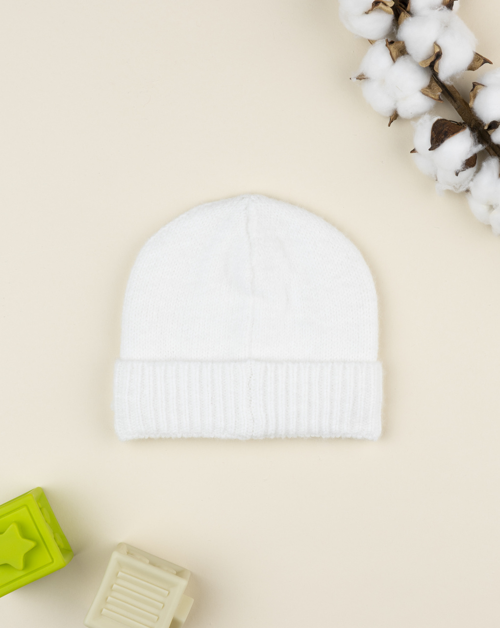 βρεφικό σκουφάκι πλεκτό λευκό με φιογκάκι για κορίτσι - Prénatal