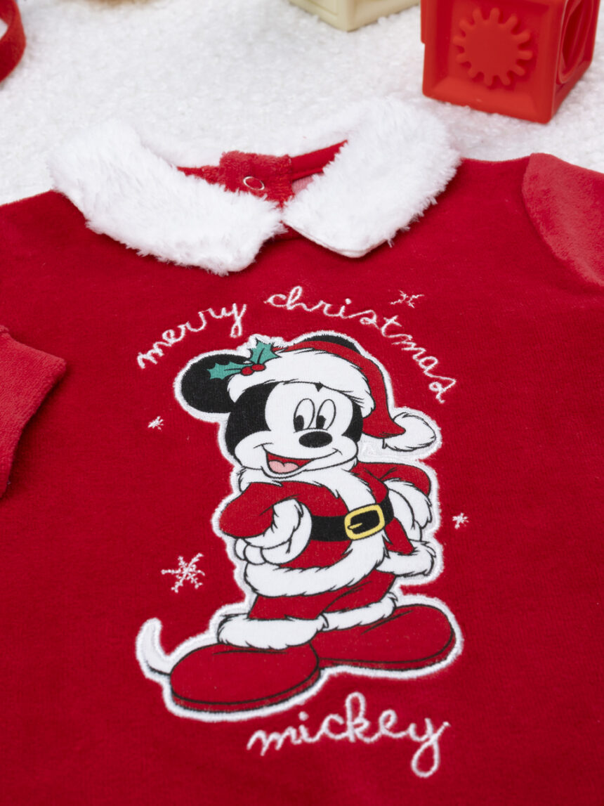 βρεφικό χριστουγεννιάτικο φορμάκι κόκκινο mickey για αγόρι - Prénatal