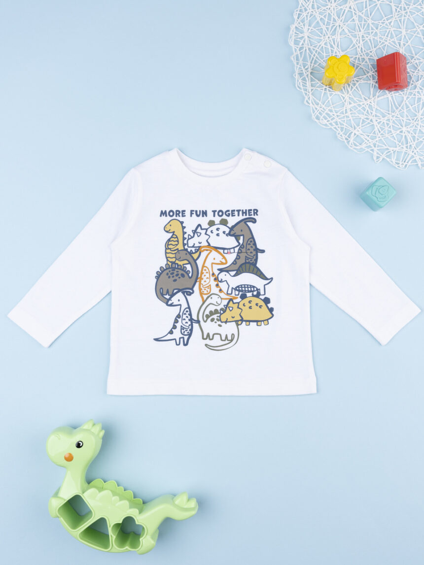 βρεφική μπλούζα λευκή με δεινόσαυρους για αγόρι - Prénatal
