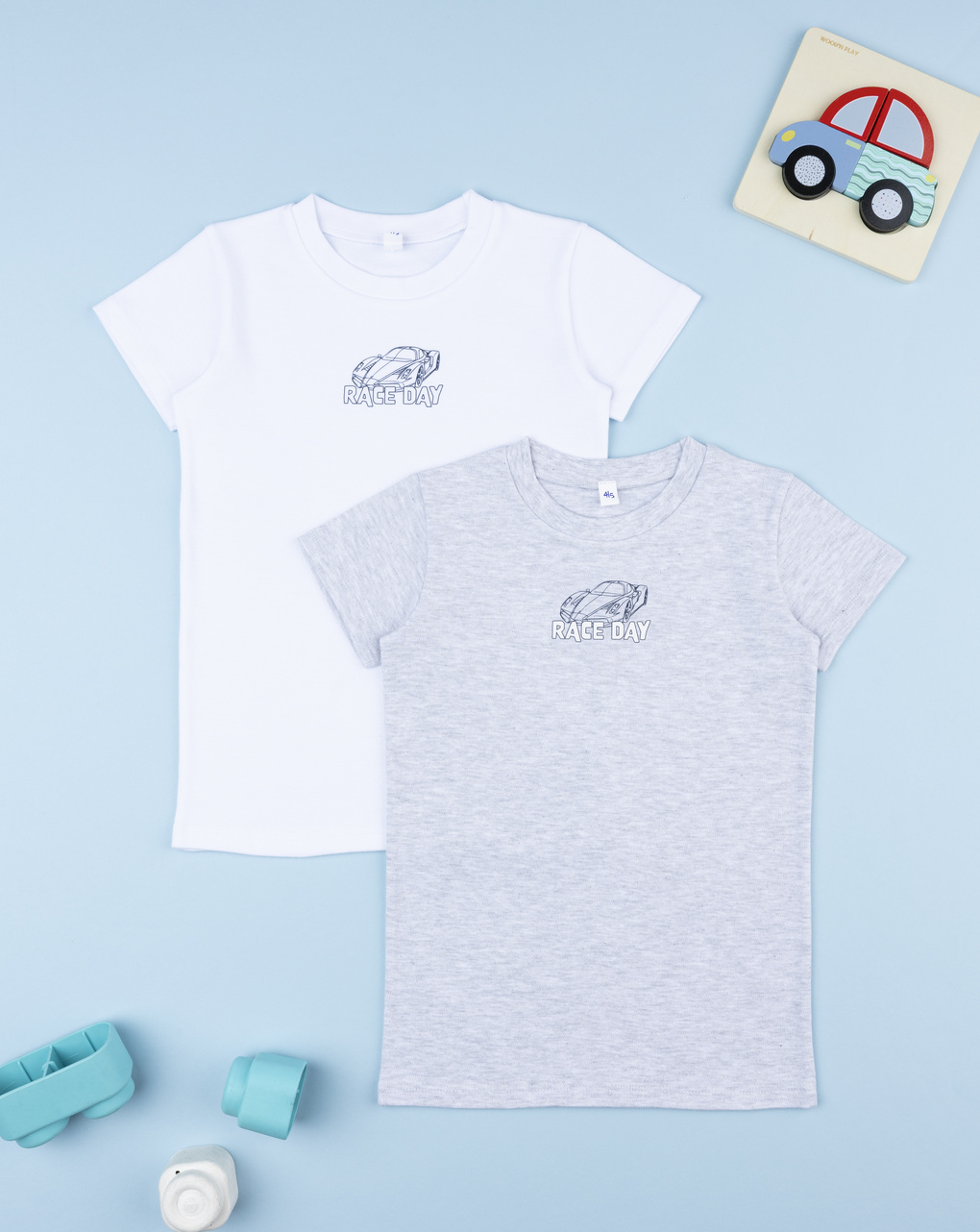 παιδικά φανελάκια λευκό/γκρι race day για αγόρι