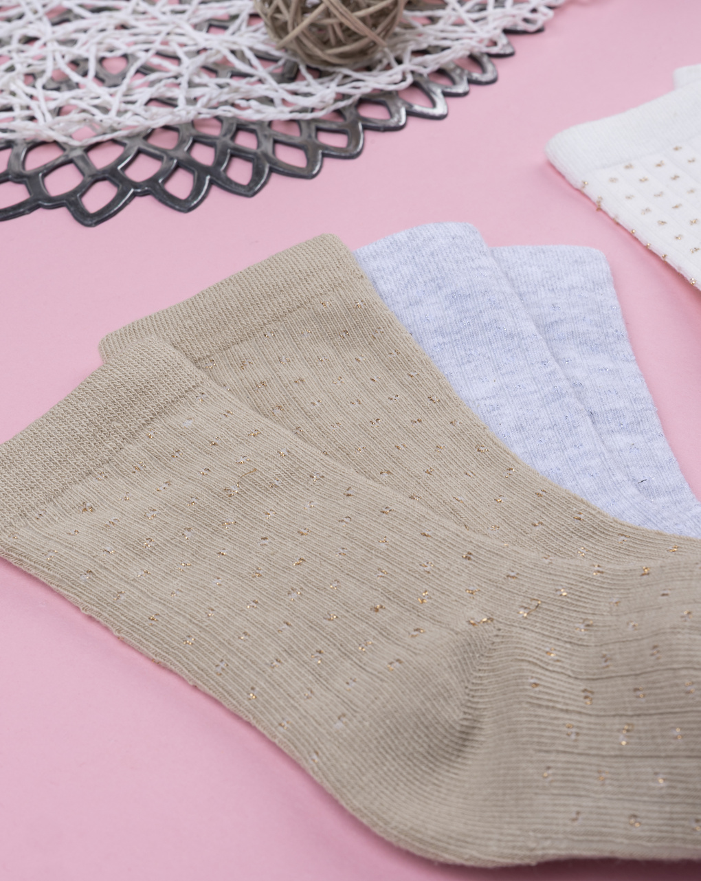 βρεφικά καλτσάκια πακέτο x4 πουά για κορίτσι - Prénatal