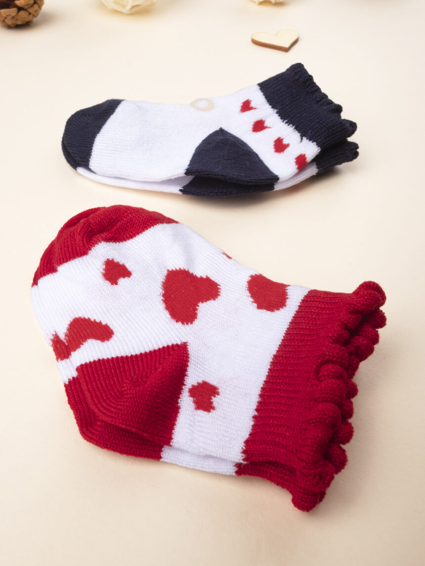 βρεφικά καλτσάκια με καρδούλες πακέτο x2 για κορίτσι - Prénatal